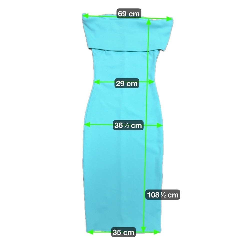 Goddiva London Mint Green Bodycon Dress Size 6 Off-Shoulder Midi Cocktail Dress - Picture 9 of 10